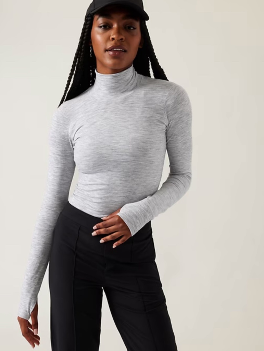 EUC! 🩶 ATHLETA Foresthill Ascent Seamless Turtleneck, Grey Heather, Size M